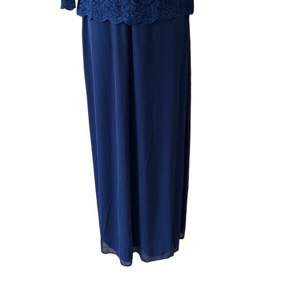 NEW Marina Navy Blue Lace Floor Length Formal Event Evening Dress Sz 6 - Picture 9 of 15
